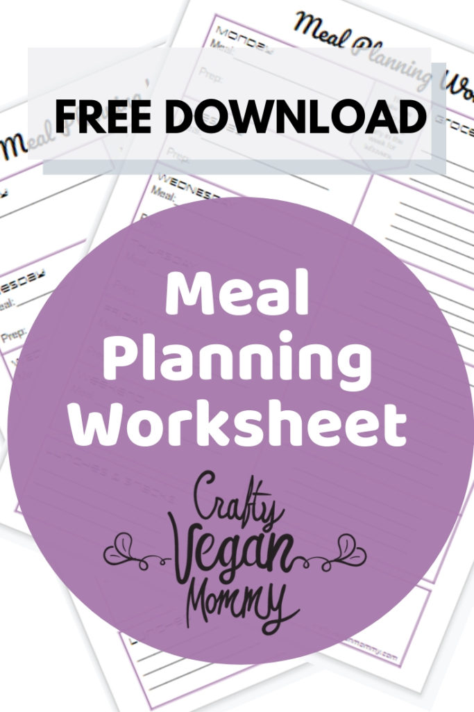 elemenatry work sheet for planning a meal
